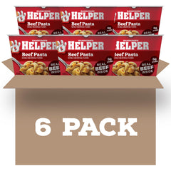 Hamburger Helper Beef Pasta Microwave Cup 6-Pack box front shows convenient family meal option