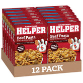 Hamburger Helper Beef Pasta packaging shows bold flavors for quick weeknight meals