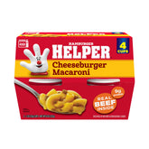Hamburger Helper Cheeseburger Macaroni microwave cup front view, quick weeknight dinner option.