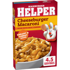 Hamburger Helper Cheeseburger Macaroni pour sauce ready in minutes.
