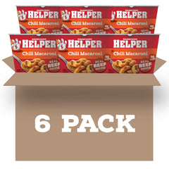 Hamburger Helper Chili Macaroni microwave cup front view; quick weeknight dinner option.