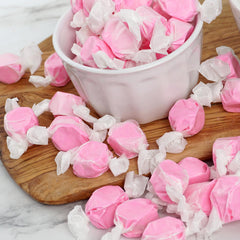 The Hampton Candy Company 1 lb bulk strawberry taffy, convenient for sharing.