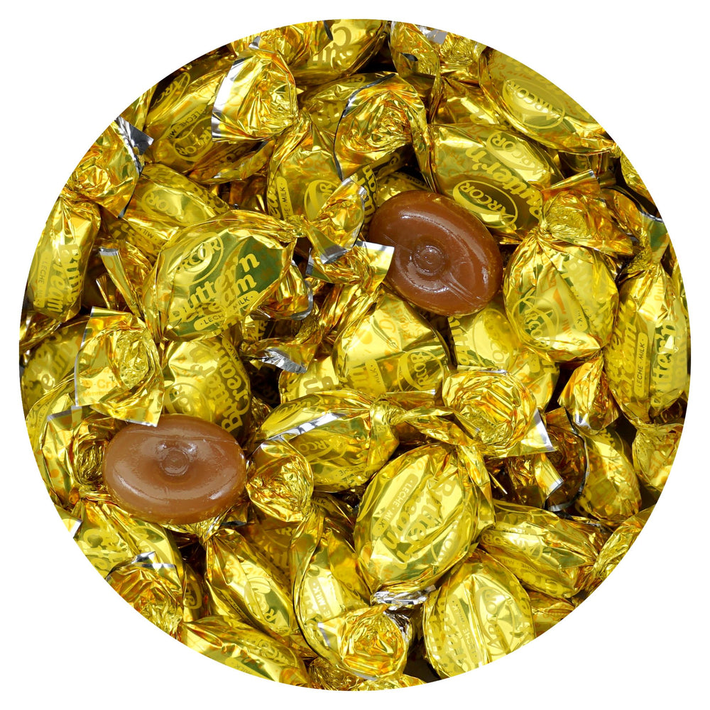 The Hampton Candy Company Butter 'n' Cream Toffee pieces are individually wrapped for on-the-go snacking.