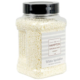 The Hampton Candy Company white sprinkles jar perfect for cake decorating and baking.