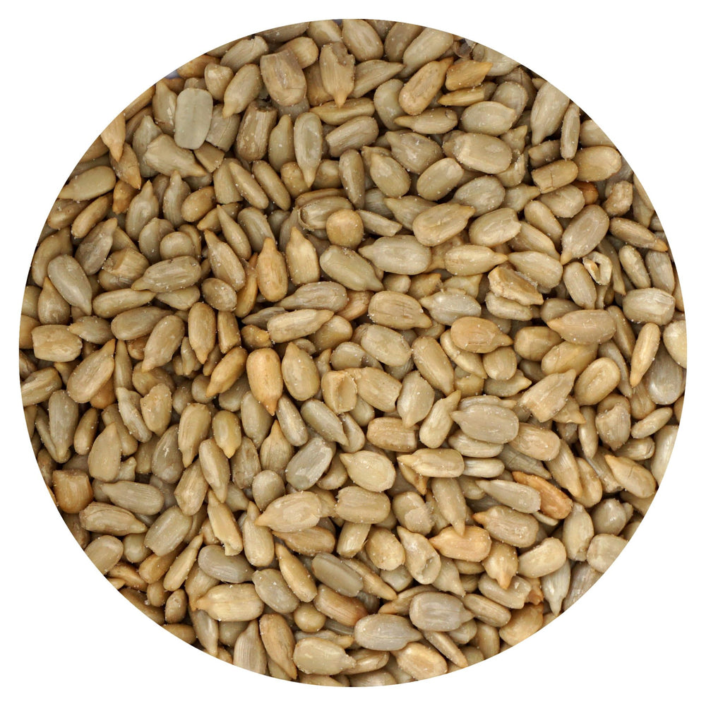 Hampton Distribution shelled sunflower seeds roasted and salted in an open bag for a protein-rich snack.