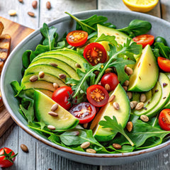 Hampton sunflower seeds on a salad, adding crunch