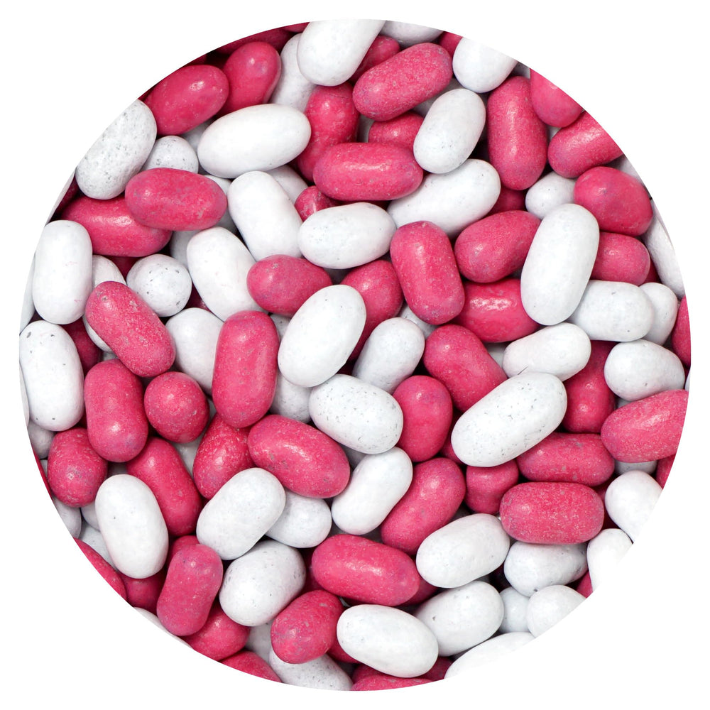 The Hampton Candy Company Good and Plenty licorice in pink and white bulk, ideal for party buffets.