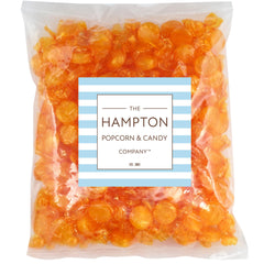 The Hampton Popcorn Company butterscotch discs close-up, individually wrapped for office treats.
