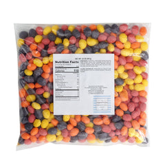 The Hampton Popcorn Company fruity flavors close-up with orange, lemon, strawberry, grape.
