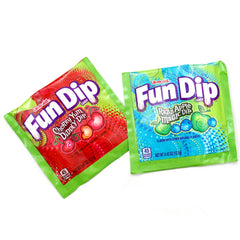 Lik-M-Aid Fun Dip blue raz packets offer bright flavor for festive gatherings.