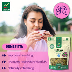 Hanan Mallow Tea resealable pouch preserves freshness for easy storage.