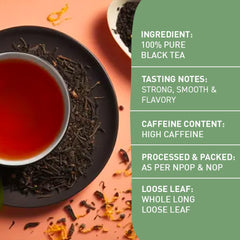 HANDPICK Assam-Darjeeling leaves yield a robust, well-rounded cup for hot or iced brews.