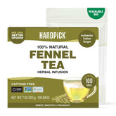 HANDPICK fennel tea bags with smooth aroma rising from a cup