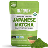 HANDPICK Matcha powder in resealable pouch for lasting freshness.