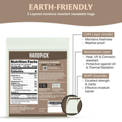 HANDPICK licorice root powder with scoop for precise measuring in recipes