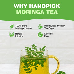 HANDPICK moringa leaves closeup, natural texture ideal for premium tea.
