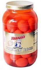Hannah's pickled eggs in a gallon jar for quick party snacks and shareable servings