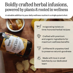 Pouring Hanys Harvest Maple Honey Fire Cider into tea for a spicy, flavorful lift