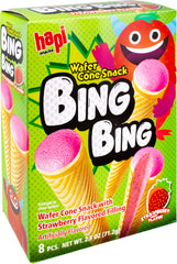 HAPI Bing Bing cone snack with strawberry filling, a crispy treat for snacking anytime.