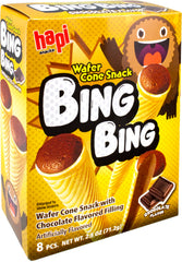 HAPI Bing Bing ice cream scone snack showing a crispy cone with a chocolate center
