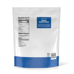 Happy Belly walnuts on pantry shelf, ideal pantry staple for recipes.