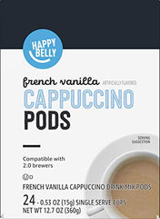 Happy Belly Cappuccino pods pack of 24 count on kitchen counter