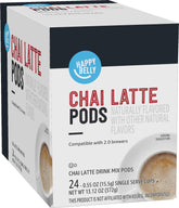 Happy Belly chai latte pods front-pack for quick, convenient chai at home.