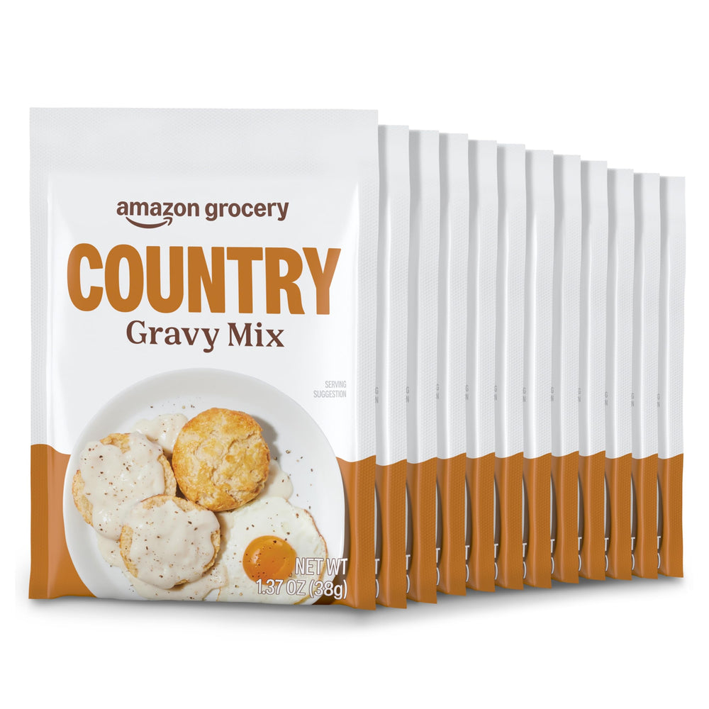 Happy Belly Country Gravy Mix front pack showing a 12-pack for quick dinners