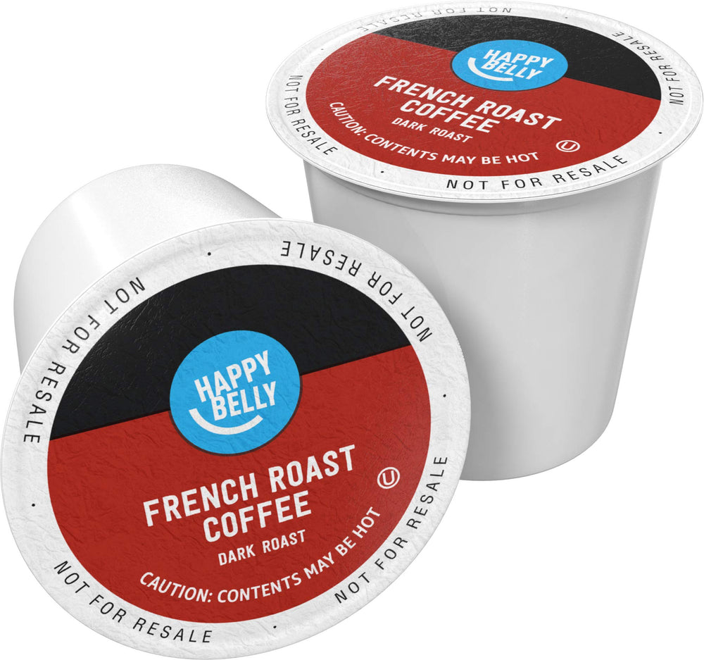 Happy Belly dark roast coffee pods for Keurig, bold aroma and smooth finish
