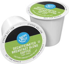 Happy Belly Decaf Breakfast Blend pod front view, ready for a smooth, caffeine-free morning.