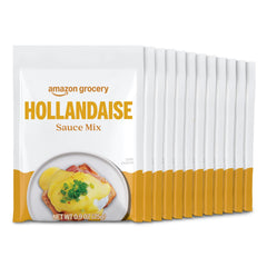 Happy Belly Hollandaise sauce mix packaging showing convenient 12-pack packets for quick meals