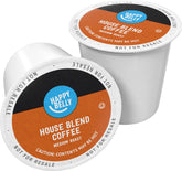 Happy Belly House Blend pods packaging, convenient single-serve coffee for busy mornings.