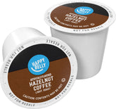 Happy Belly Hazelnut light roast pods in packaging, highlighting aroma for an easy morning boost.