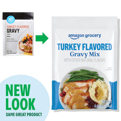 Happy Belly gravy over noodles adds savory depth to meals.