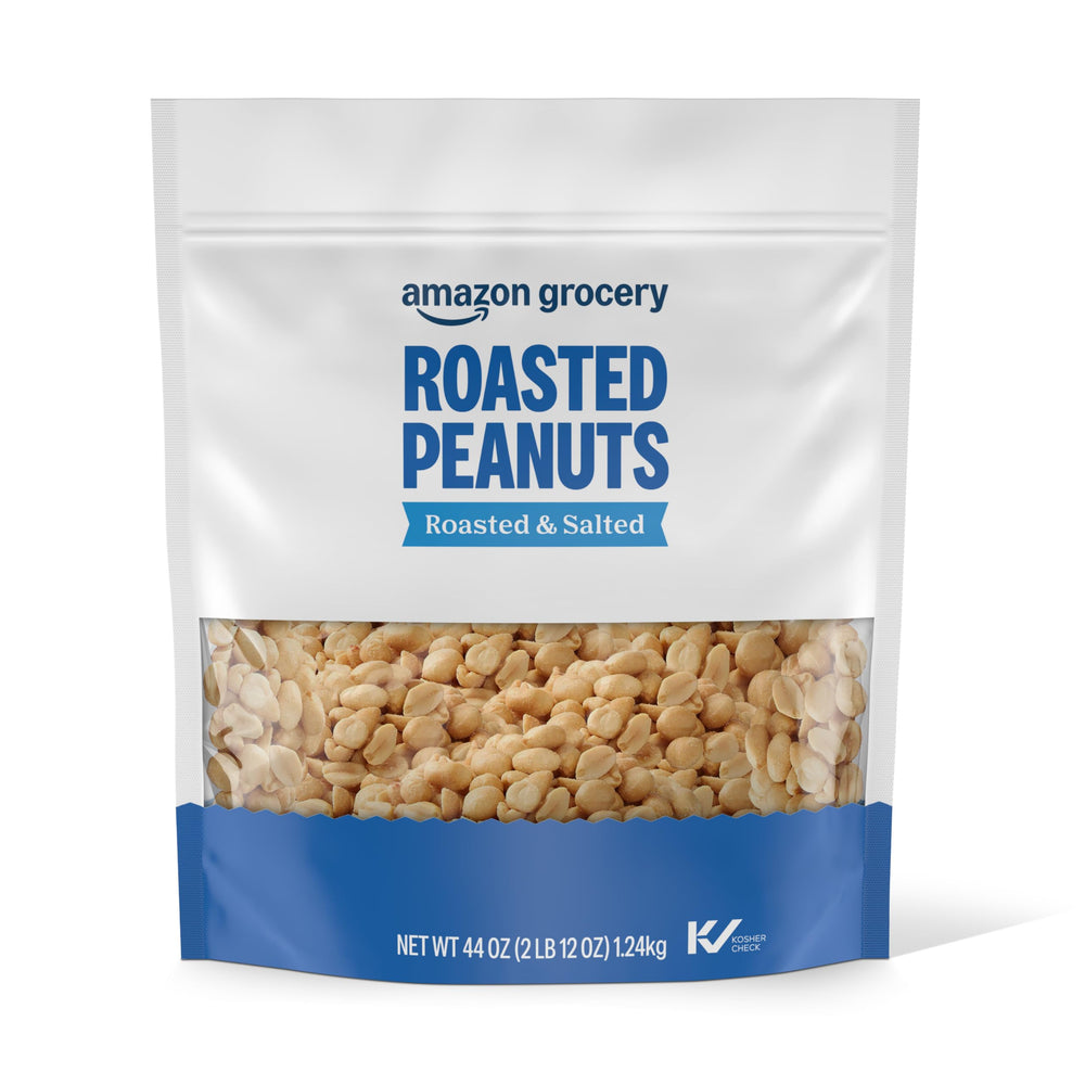 Happy Belly roasted salted peanuts in a 44 oz bag for convenient snacking