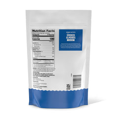 Happy Belly smoked almonds bag closeup reveals roasted color and inviting aroma for a snack moment
