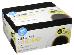 Happy Belly zero-calorie yellow packets box front for quick sweetness