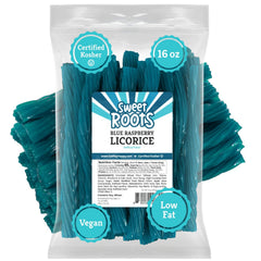 Happy Bites blue raspberry licorice twists pack shown for sharing and gifting, great party snack.