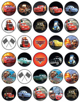 Happy Choices racing cars toppers on wafer for fast, eye-catching cake decoration.