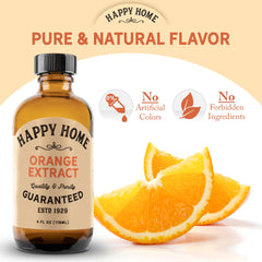 Happy Home Orange Extract being poured into batter for citrus depth.