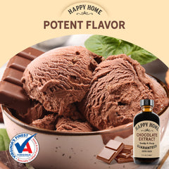 Happy Home Premium Natural Chocolate Flavor drops on a spoon enable precise flavoring