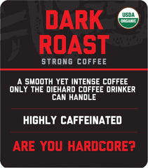 Hardcore Coffee beans Organic Hand Selected emphasize quality and sustainable sourcing.