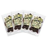 Hardtimes Black Pepper Beef Jerky close-up with bold pepper and tender slices.