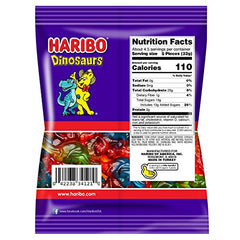 HARIBO Dinosaurs close-up, colorful shapes that delight at parties.