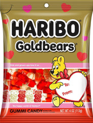 Haribo Goldbears Valentine's Day red and white pouch, ideal for gifting or sharing smiles.