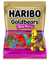 Haribo Goldbears Wild Berry bag with vibrant bears, perfect for berry-flavored snacking with friends.