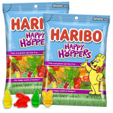 Haribo Happy Hoppers rainbow gummies in a 4 oz pouch, perfect for snacking.