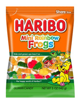 HARIBO Mini Rainbow Frogs in a 5 oz bag, colorful snack option.