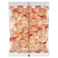 Haribo Peaches gummies close-up highlighting soft, chewy texture