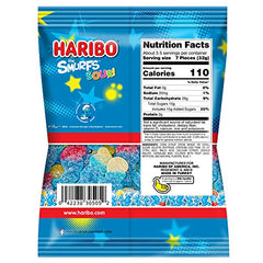 Haribo Sour Smurfs closeup candies highlight tangy flavors and chewy textures.